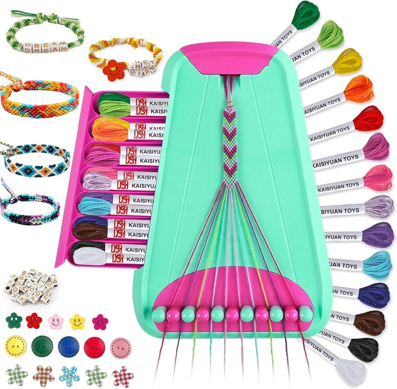 Maynacs Arts and Crafts for Kids Ages 8-12,Friendship Bracelet Making Kit for Girl,Kids Jewelry Making Kit with 28 Pre-Cut Threads,Christmas Birthday Gifts for Ages 6 7 8 9 10 11 12 Year Old Green Rose - Image 1